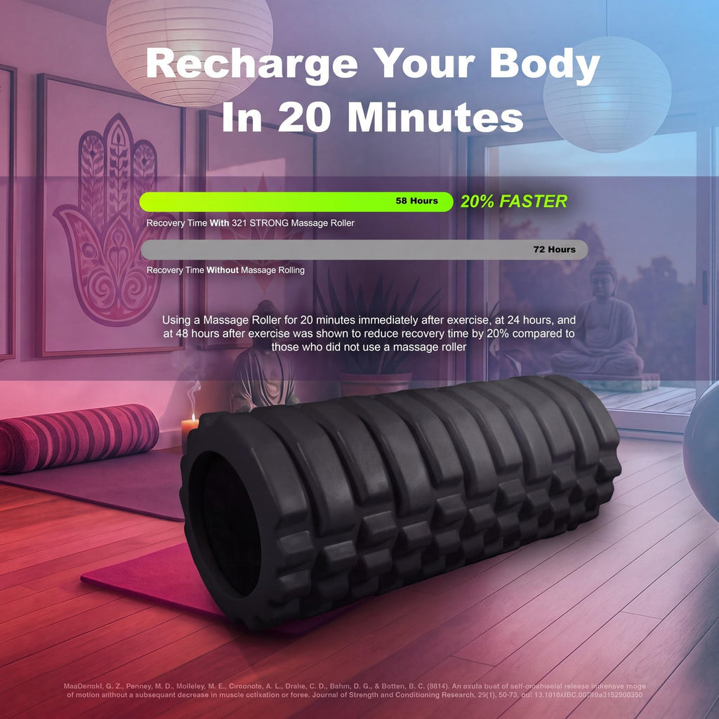 321 STRONG Patented 3-Zone Massage Roller, Medium Density for Exercise