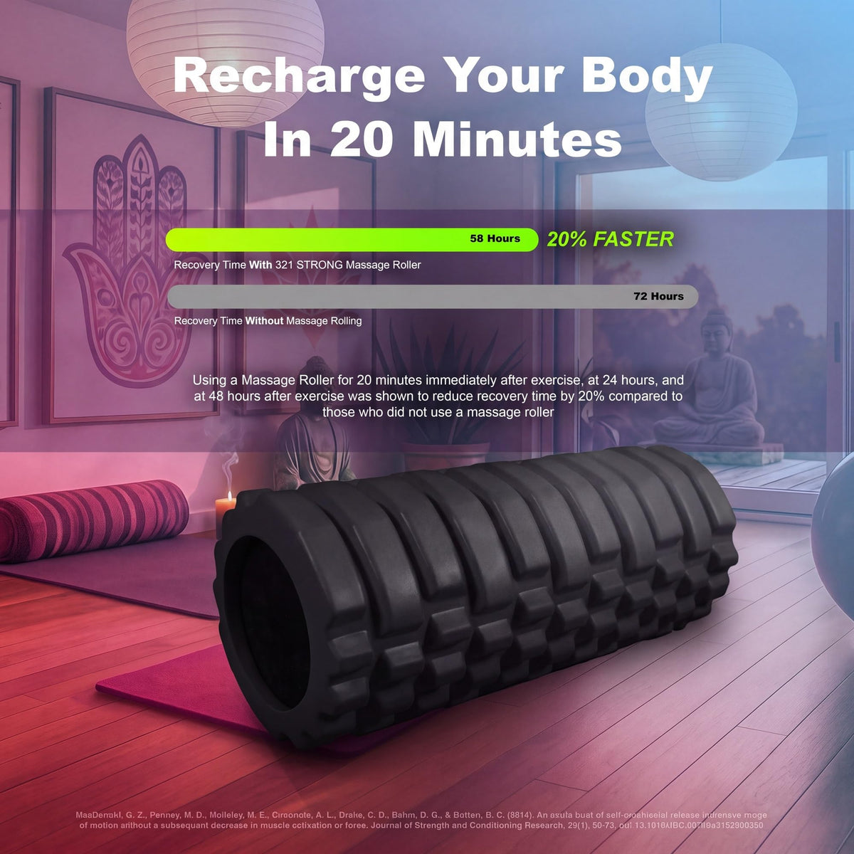 321 STRONG Patented 3-Zone Massage Roller, Medium Density for Exercise