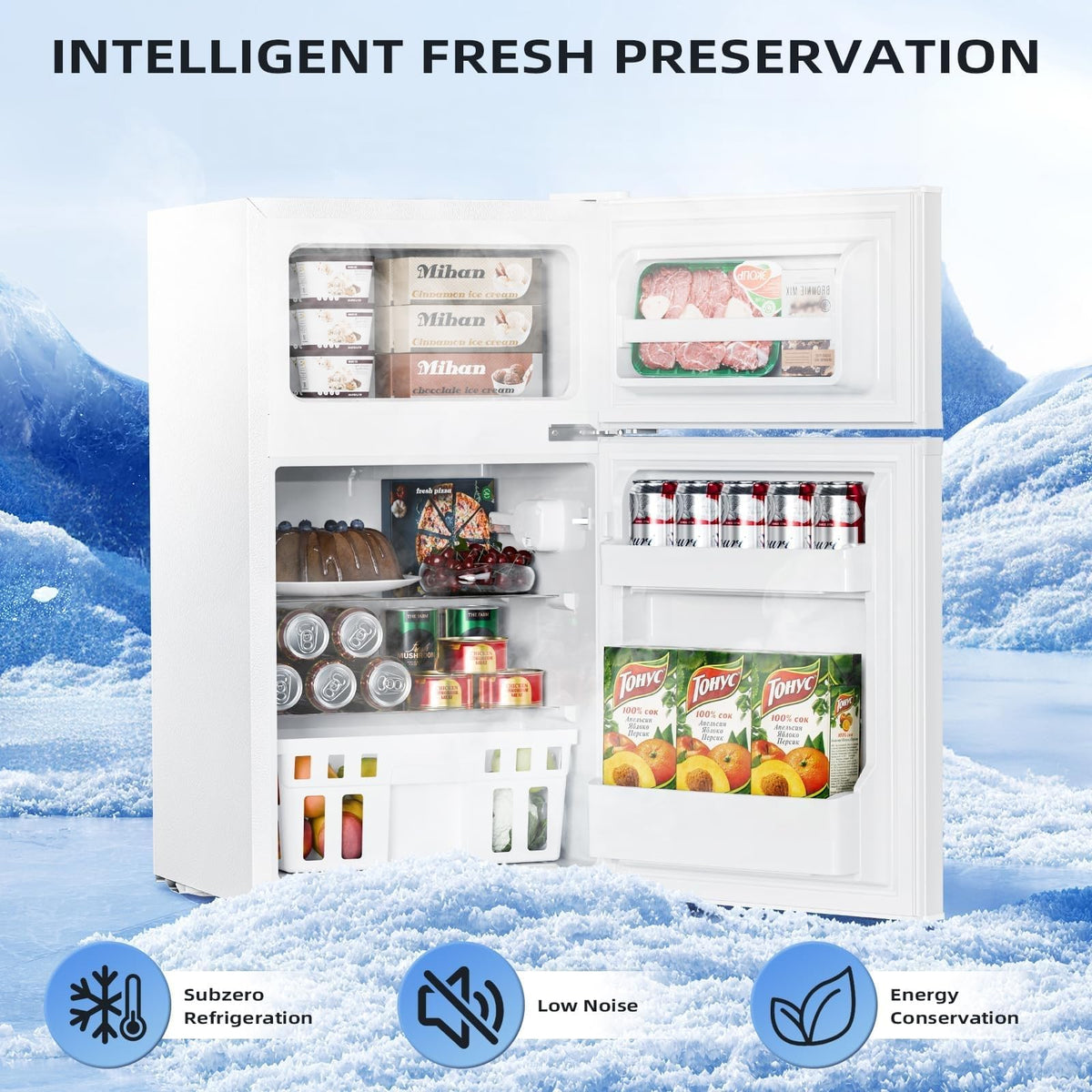 Kismile 1.1 Cu.ft Upright Mini Freezer for Dorms Apartment, Stainless Steel