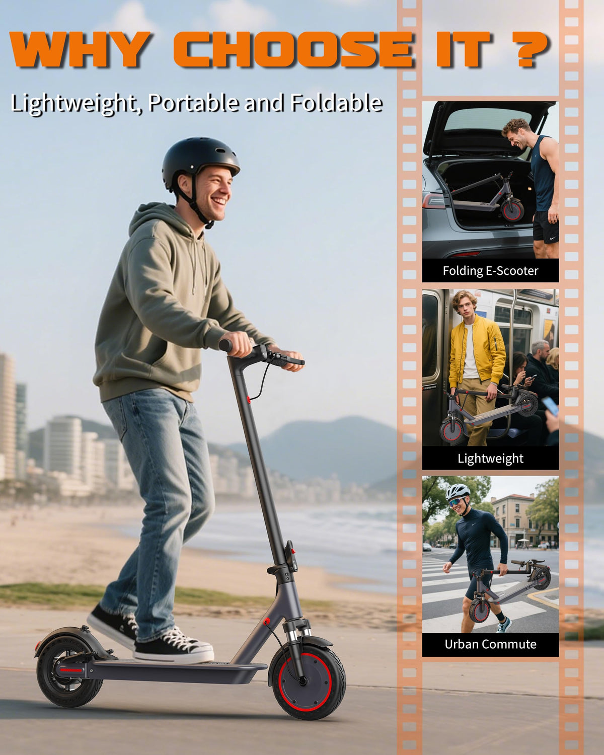 VOLPAM Electric Scooter, 350W/500W Motor, 21/28/40 Miles Long Range