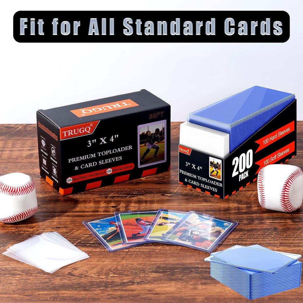 3"x4" Toploaders Card Protectors,100 Hard Holders + 100 Soft Sleeves