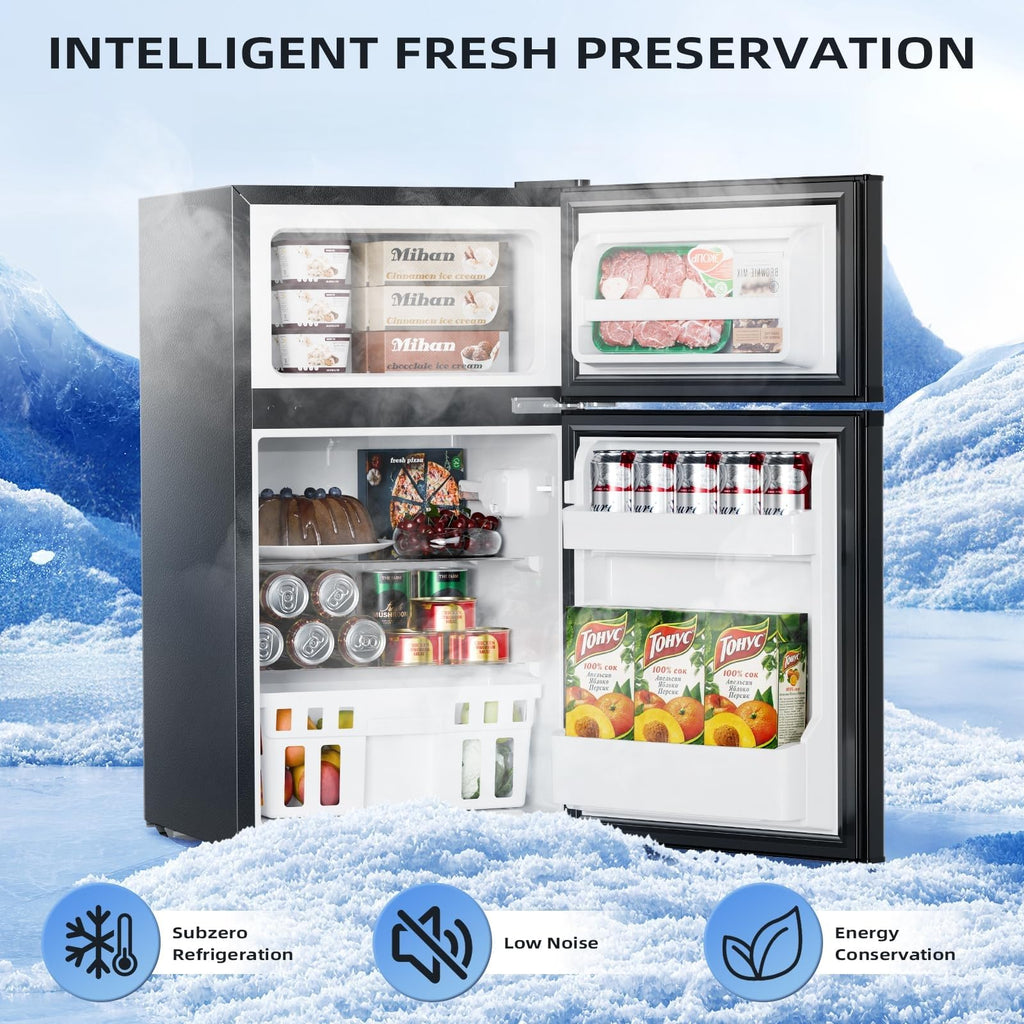 Kismile 1.1 Cu.ft Upright Mini Freezer for Dorms Apartment, Stainless Steel