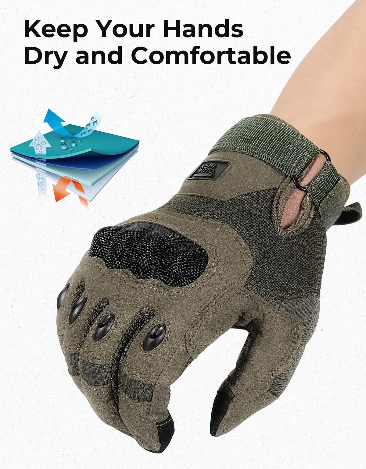 KEMIMOTO Tactical Gloves for Men, Touchscreen Motorcycle Gloves with Hard Shell & Palm Padding for Sports Motorcycle Cycling Tactical Airsoft Paintball Hunting Hiking
