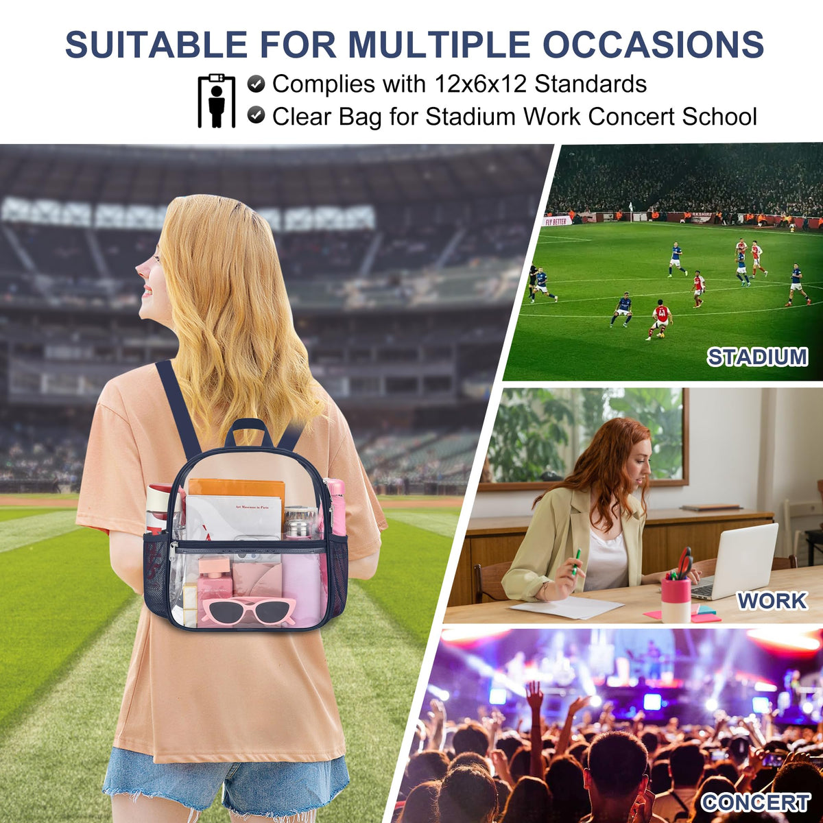 Oraben Clear Backpack for Stadium Events Sports Fan Backpack Stadium Bag