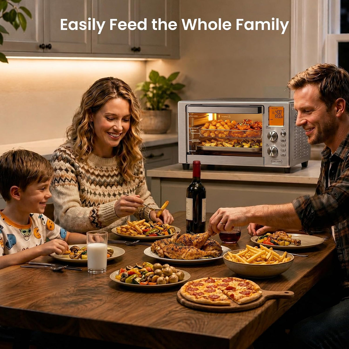 Kismile 12-in-1 Air Fryer Toaster Oven Combo, 23QT Convection Oven