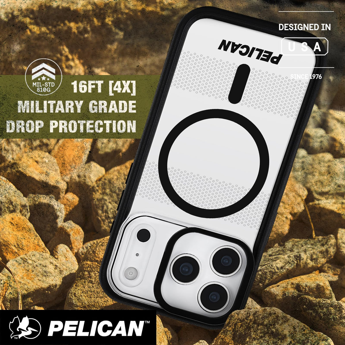 Pelican iPhone 17 Pro Case - MagSafe Phone Case -Ranger Frosted Clear/Black