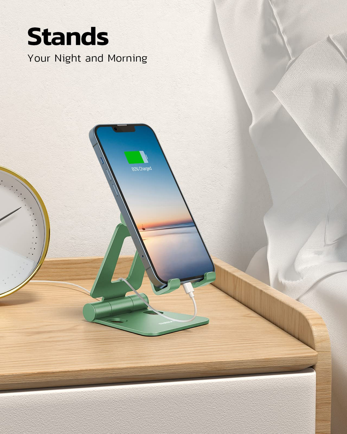 Nulaxy Full Aluminum Dual Folding Cell Phone Stand for Desk, Purple