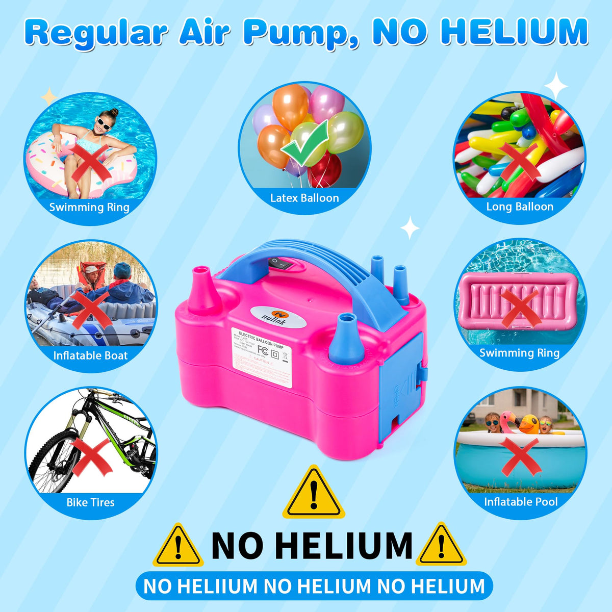 Electric Balloon Pump, Portable Electric Balloon Blower Machine Balloon Air Pump Dual Nozzle 110V 600W Balloon Inflator for Party Decorations