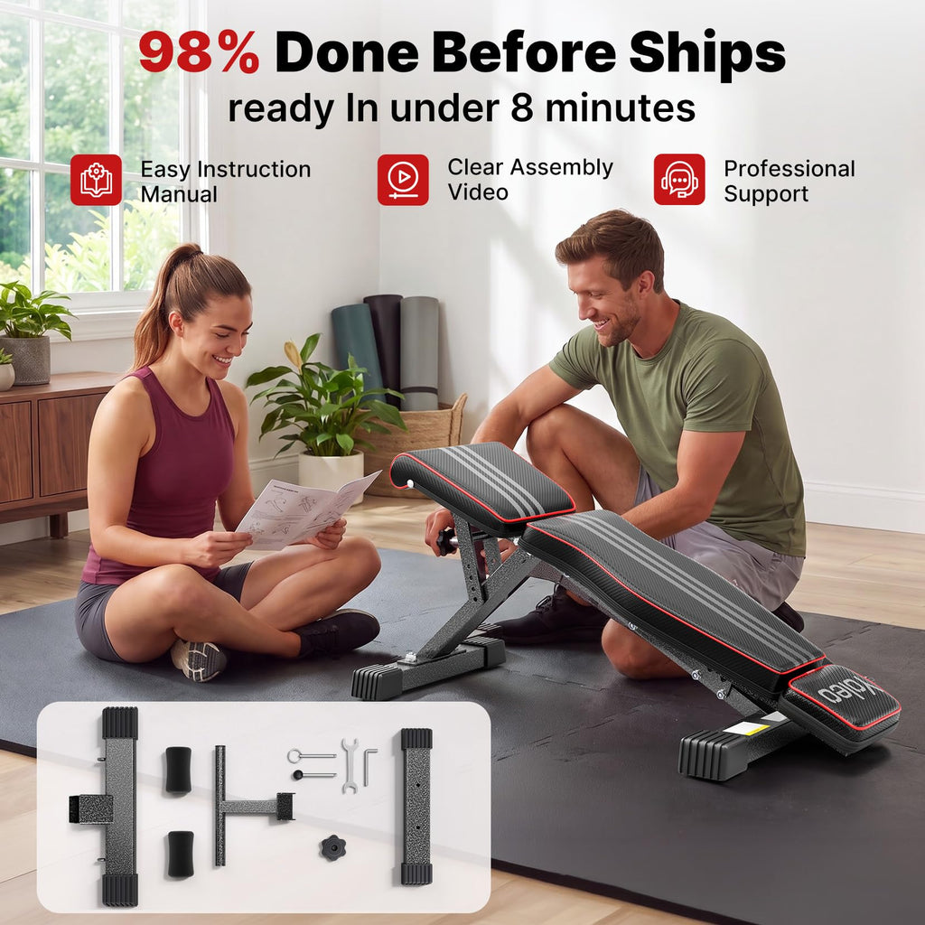 YOLEO Adjustable Weight Bench, ASTM-Certified 827LBS