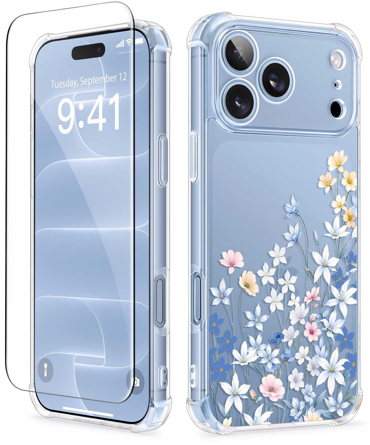 GVIEWIN for iPhone 18 Pro Max Case/17 Pro Max Case Floral Clear Slim Women