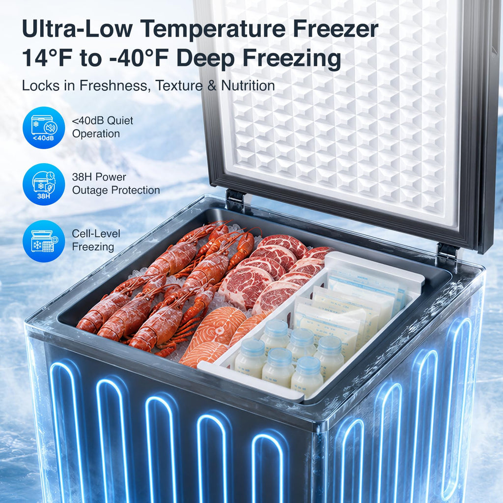 Kismile 3.5 Cu.Ft. Compact Chest Deep Freezer, Top-Opening Design