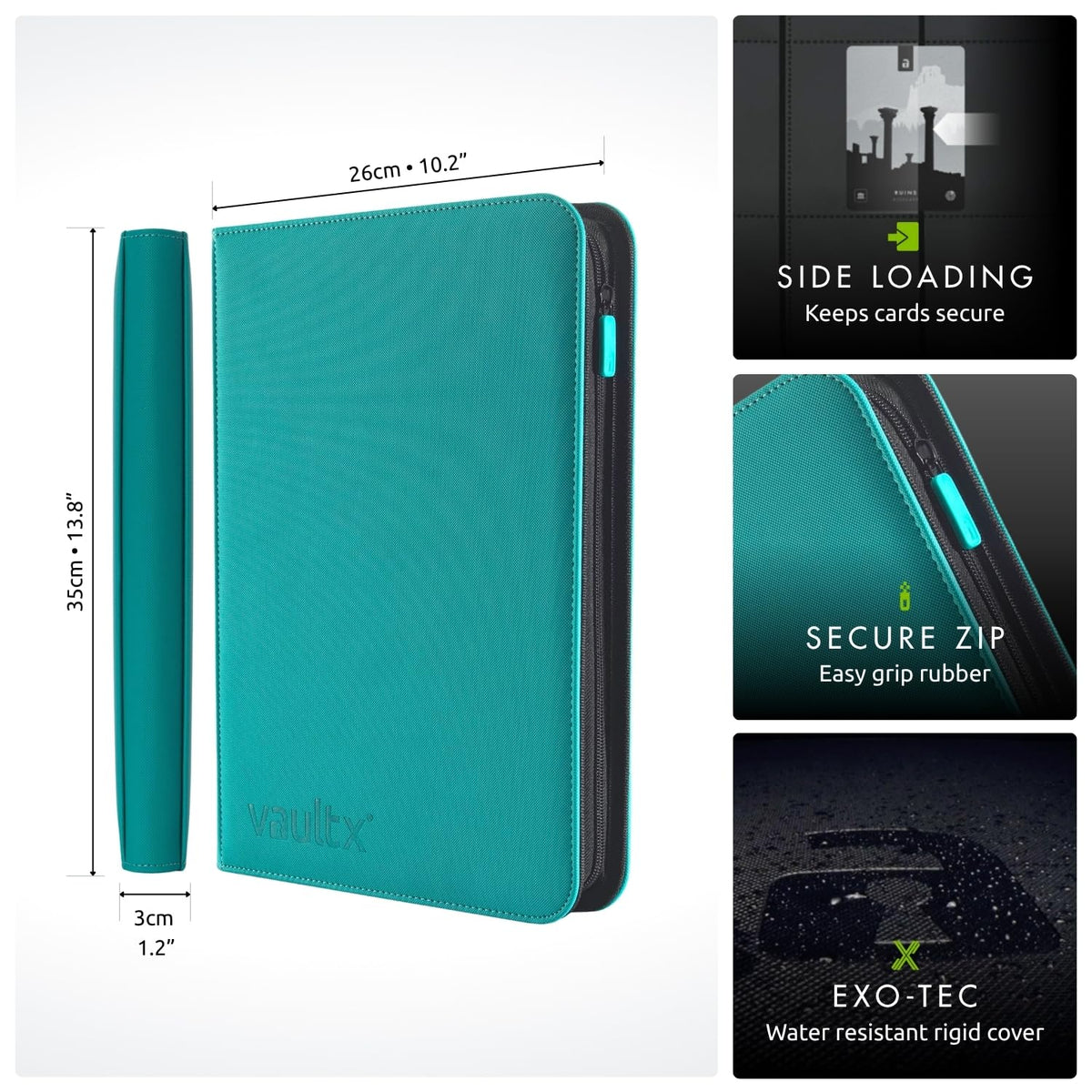 Vault X 9 Pocket Zip Trading Card Binder 360 Cards Exo-Tec (Black)
