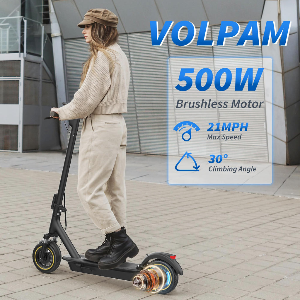 VOLPAM Electric Scooter, 350W/500W Motor, 21/28/40 Miles Long Range