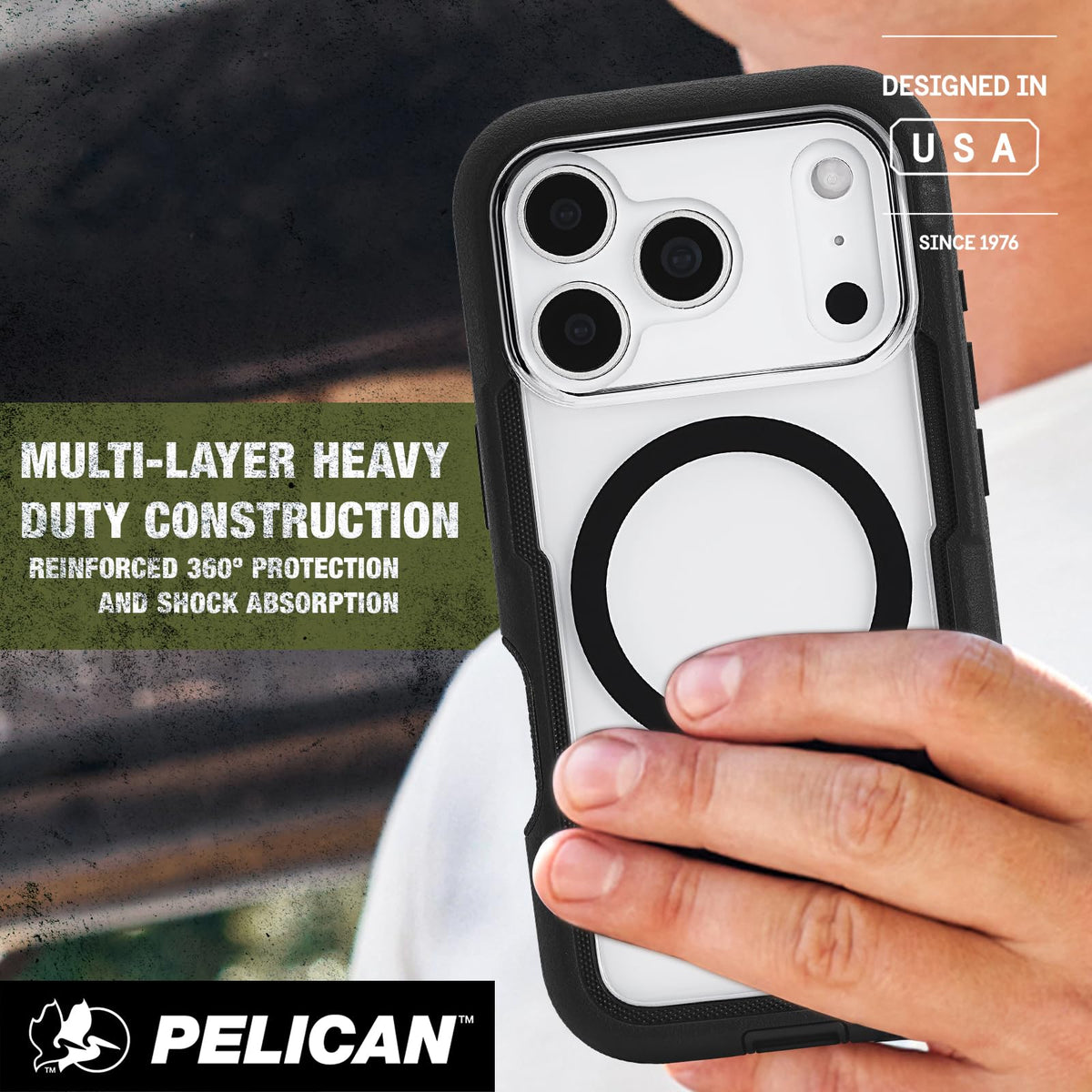 Pelican iPhone 17 Pro Case - MagSafe Phone Case -Ranger Frosted Clear/Black