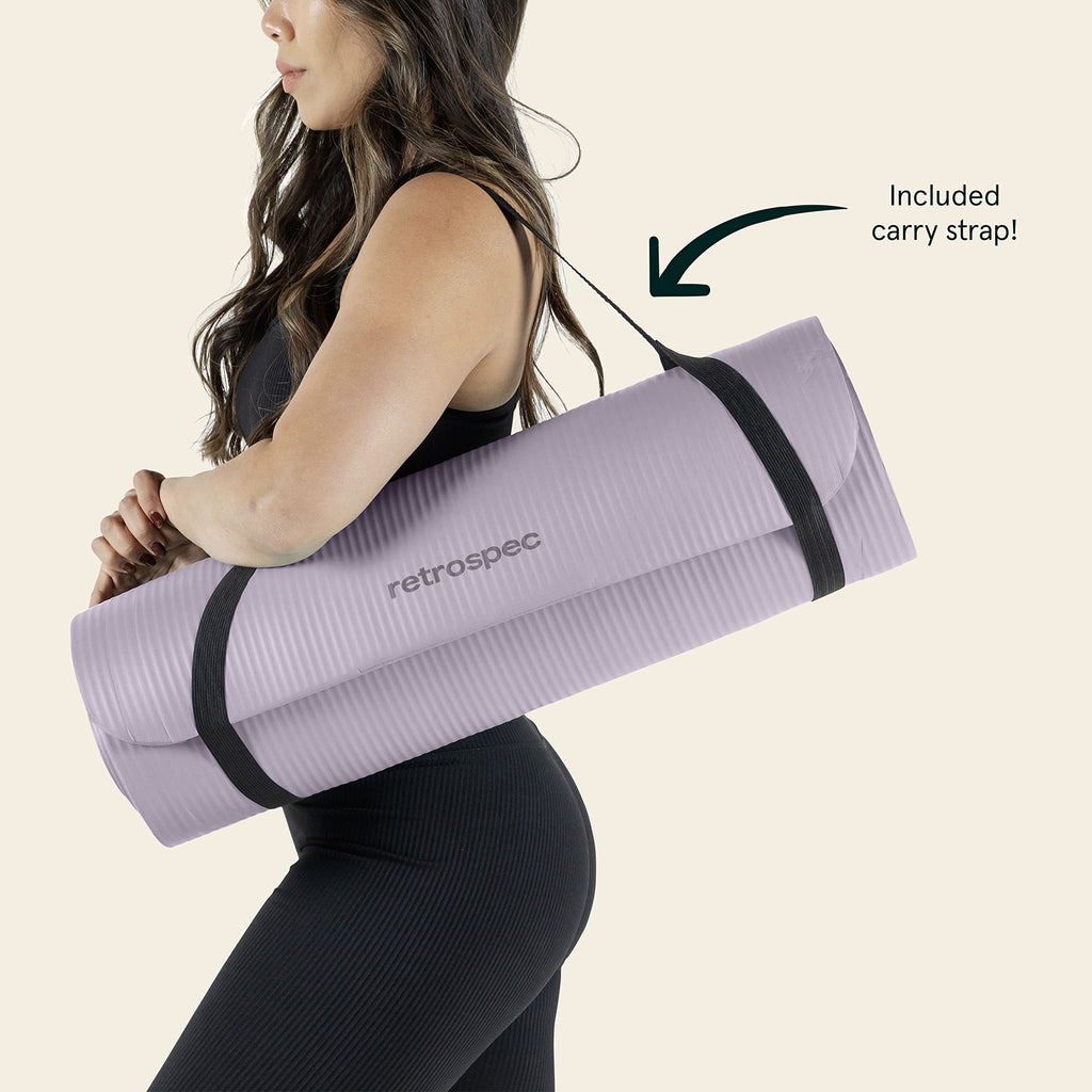 Retrospec Solana Yoga Mat 1" Thick w/Nylon Strap for Men & Women - Non Slip Exercise Mat for Home Yoga, Pilates, Stretching, Floor & Fitness Workouts