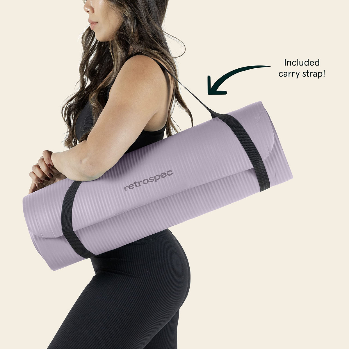 Retrospec Solana Yoga Mat 1" Thick w/Nylon Strap for Men & Women - Non Slip Exercise Mat for Home Yoga, Pilates, Stretching, Floor & Fitness Workouts