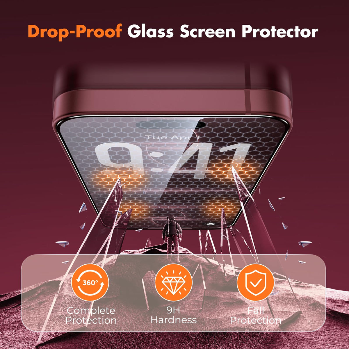 UNBREAKcable 3-Pack Screen Protector for iPhone 16 Pro Max, Full Coverage