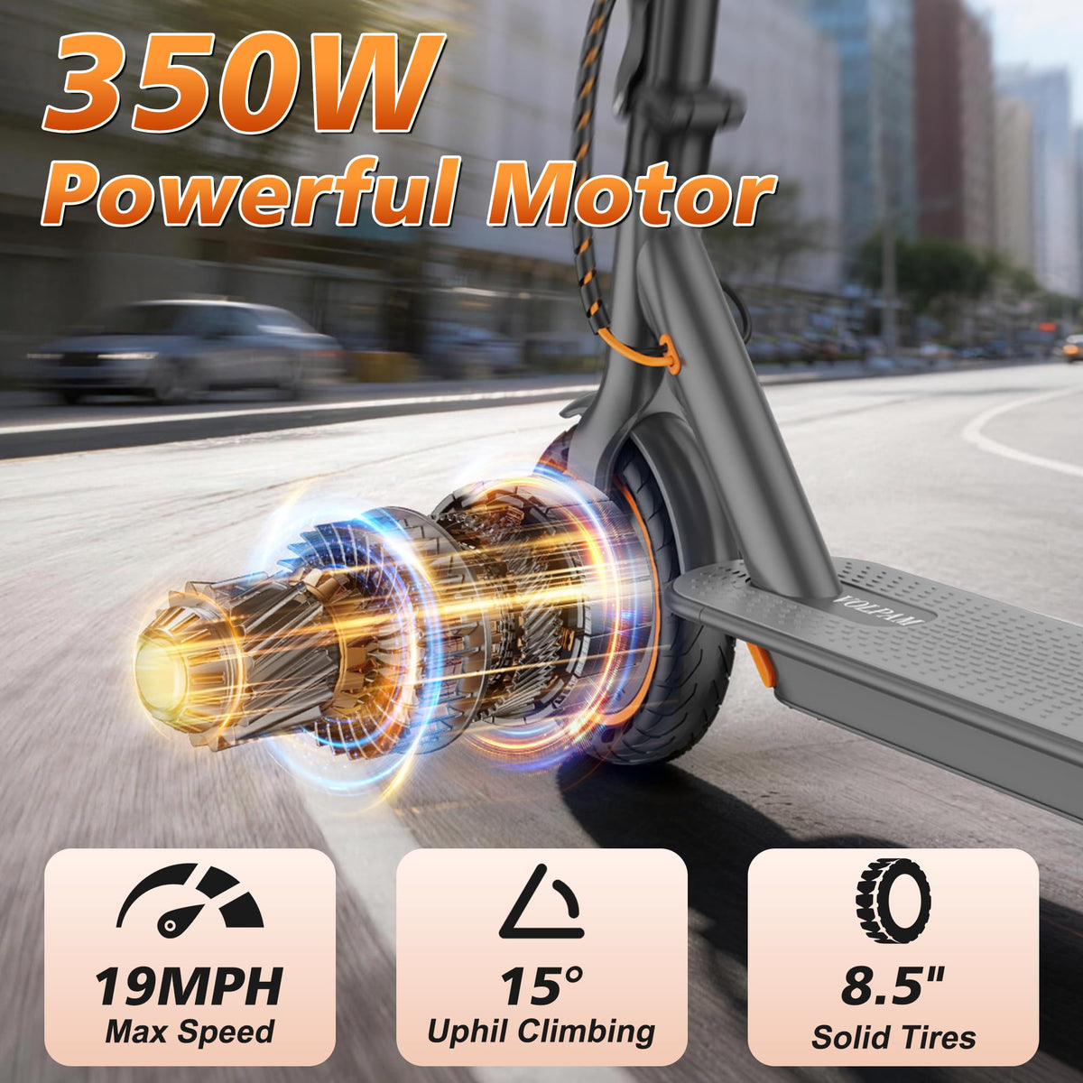 VOLPAM Electric Scooter, 350W/500W Motor, 21/28/40 Miles Long Range