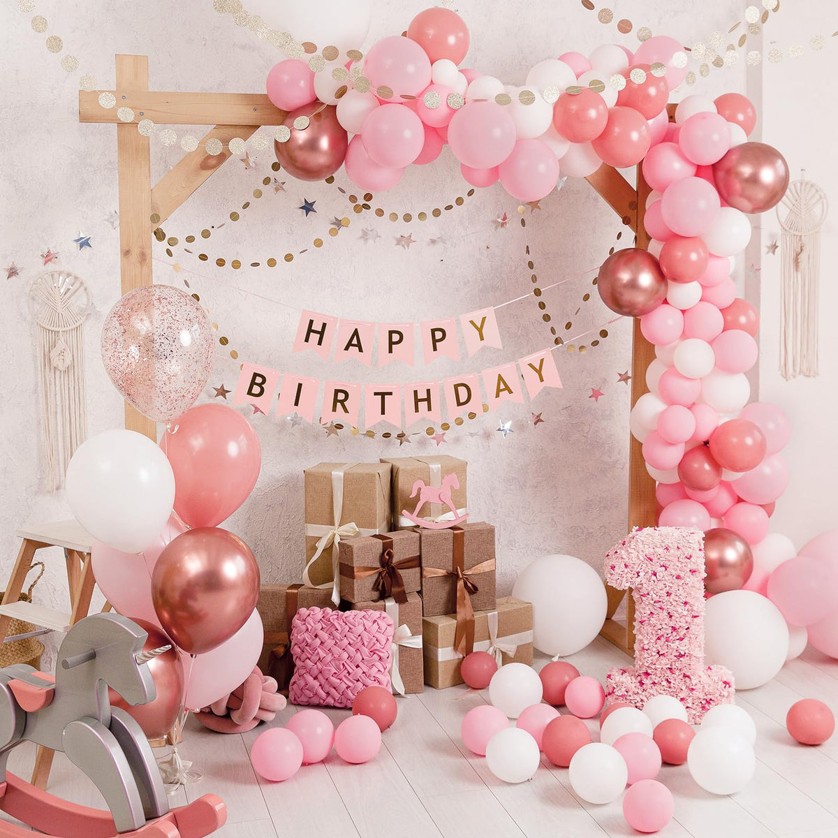 RUBFAC Pink Balloons Pastel Pink Balloon Arch Kit Different Sizes 129pcs