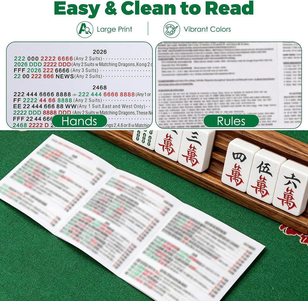 2026 Mah Jong Card, Large Print for American Rules - 4Pcs