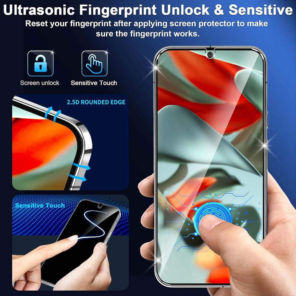 letosan 3 Pack for Google Pixel 11 Pro Screen Protector Tempered Glass + 3 Pack Camera Lens Protector, Military Grade Shatterproof, 9H Hardness, Fingerprint Unlock,Case Friendly 6.3 Inch