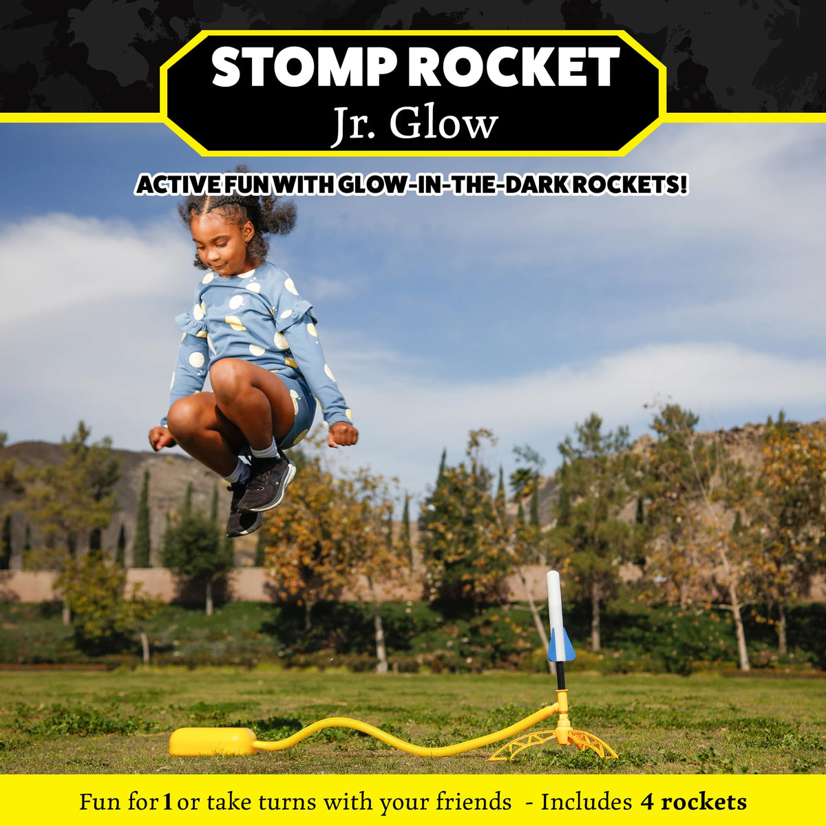 Stomp Rocket Jr Multi-Color Rocket Launcher for Kids, 8 Rockets