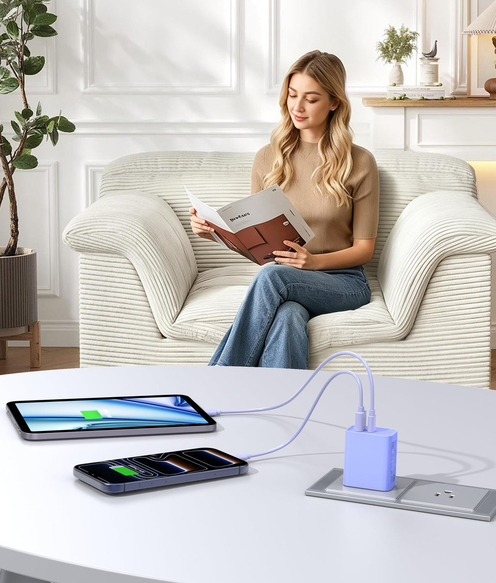 [2 Pack] 20W USB C Charger Block, Fast Charging Dual Port Wall Charger