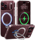 CASEKOO Glitter Clear for iPhone 18 Pro / 17 Pro Case, 360 Spin Stand