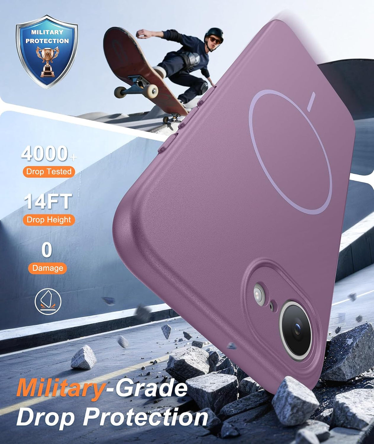 FNTCASE for iPhone 17E/16E Case Matte Lavender: Compatible with MagSafe