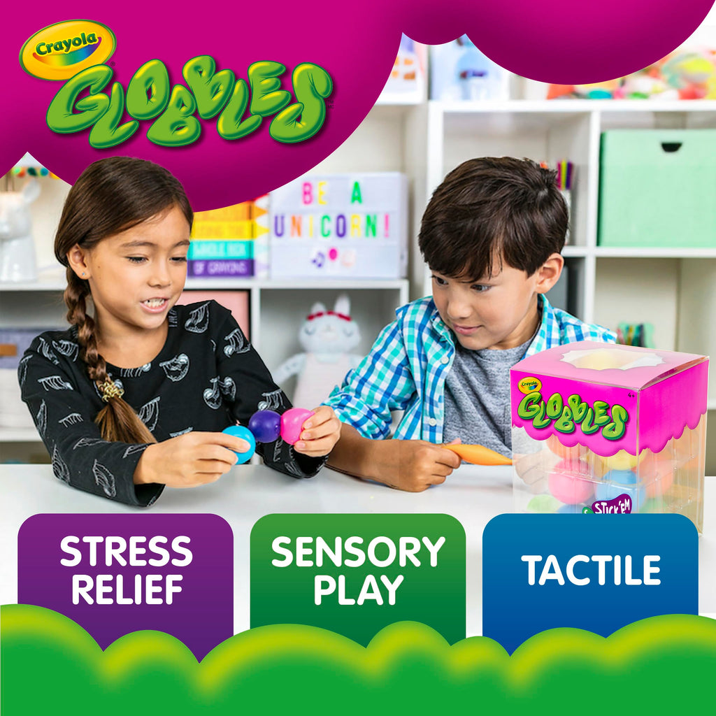 Crayola Globbles Fidget Toy (6ct), Sticky Stress Ball for Adults & Kids, Squishy Balls, Calming Sensory Gifts for Stress Relief