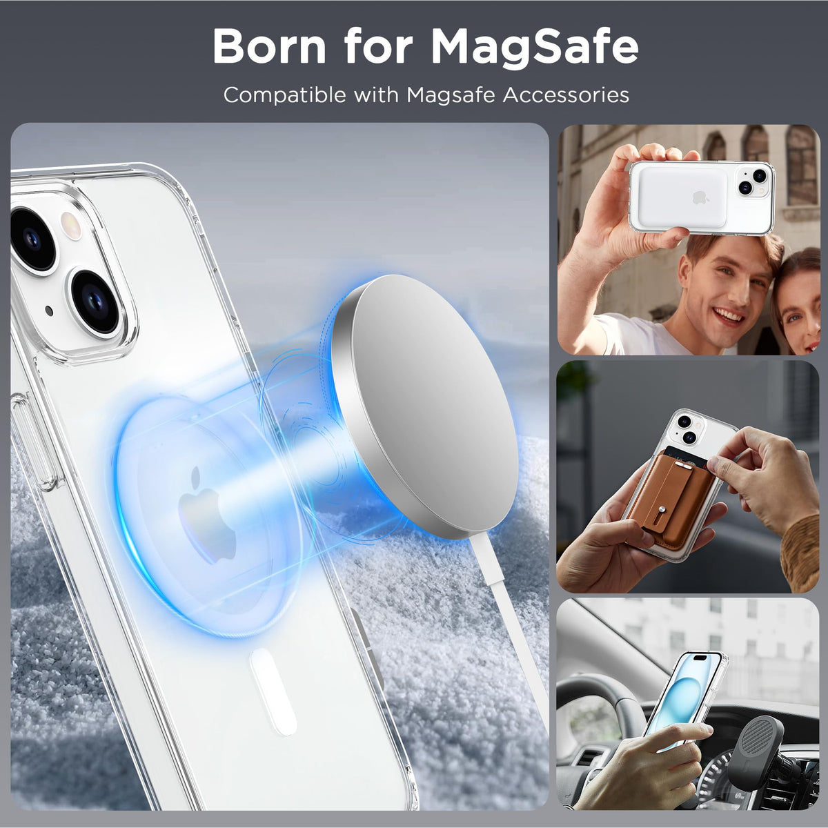 CACOE Magnetic Case for iPhone 13 & iPhone 14 6.1 inch, Matte Black