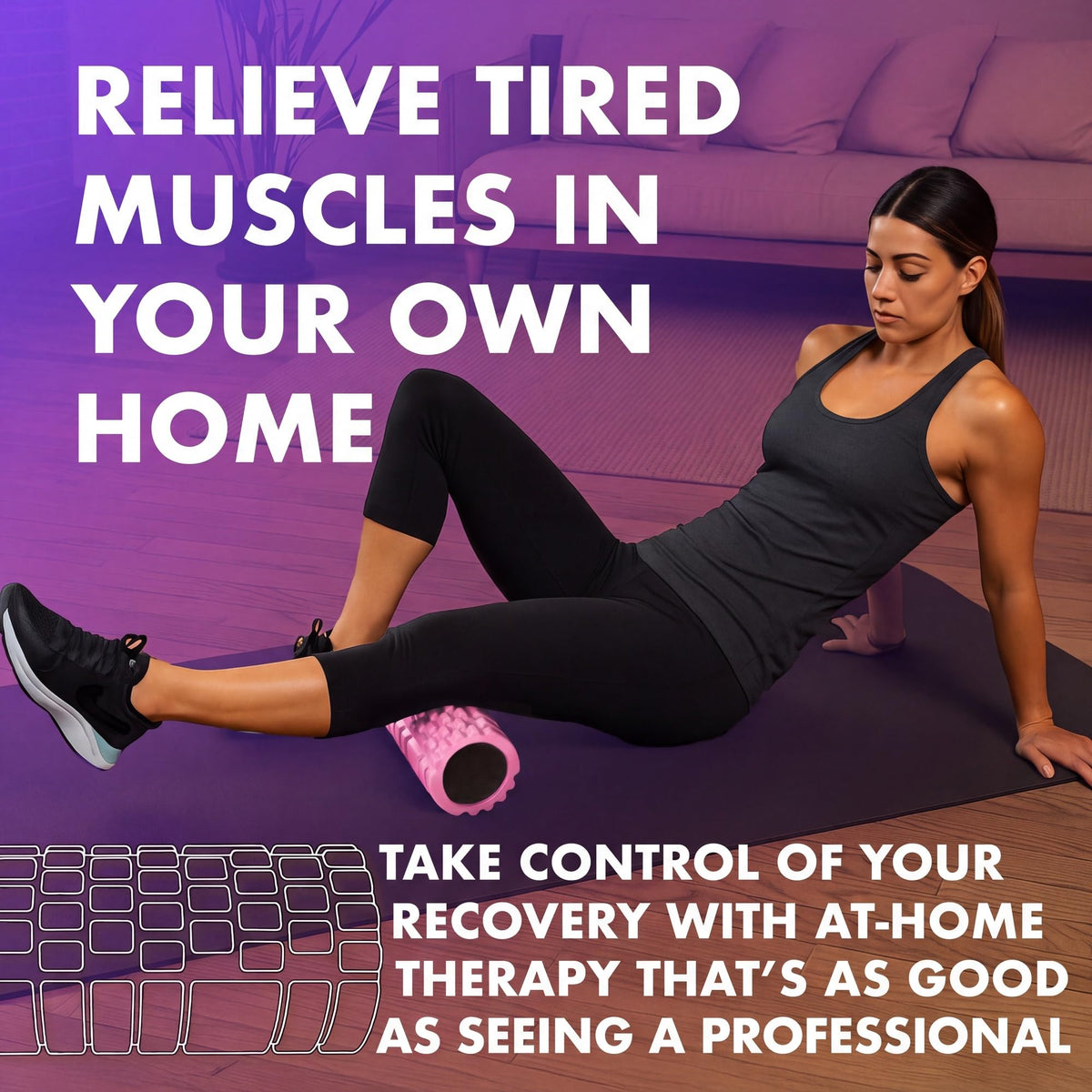 321 STRONG Patented 3-Zone Massage Roller, Medium Density for Exercise