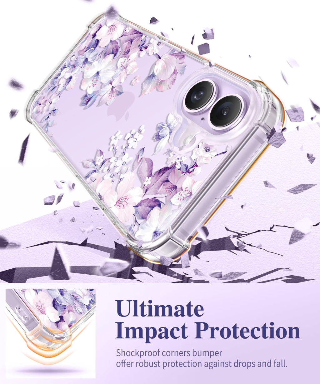 GVIEWIN for iPhone 18 Pro Max Case/17 Pro Max Case Floral Clear Slim Women