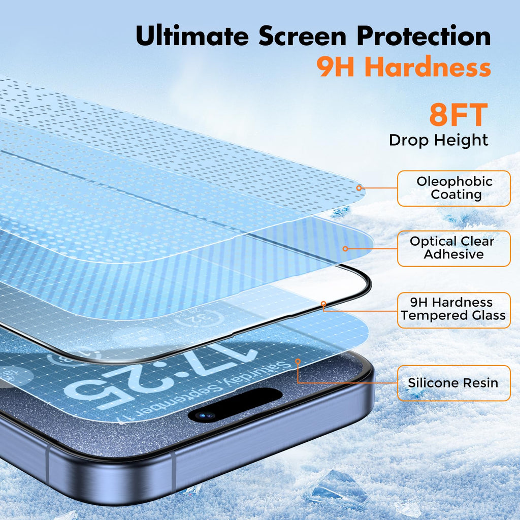 UNBREAKcable 3-Pack Screen Protector for iPhone 16 Pro Max, Full Coverage