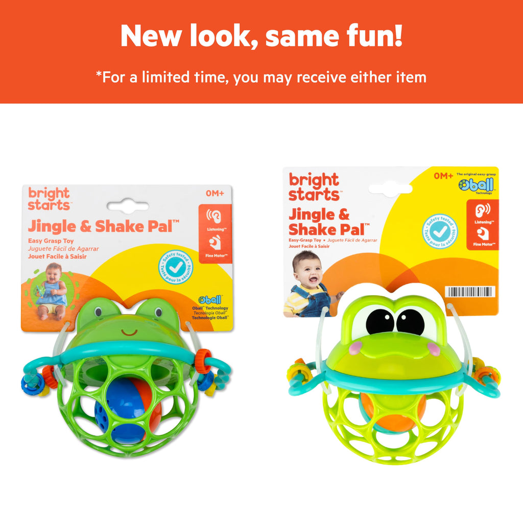 Bright Starts Oball Easy Grasp Classic Ball BPA-Free Infant Toy in Red, Yellow, Green, Blue, Age Newborn and up, 4 Inches