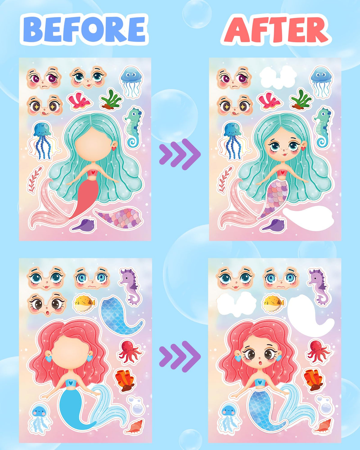 24 Pcs Make Your Own Axolotl Sticker, Party Favors Face Stickers for Kids