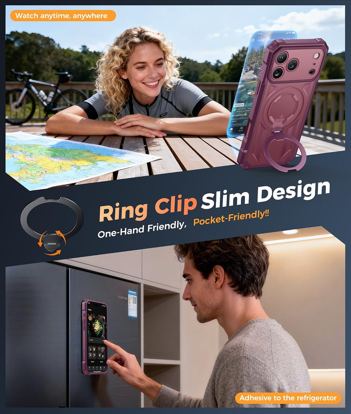 FNTCASE for Motorola Razr 2026/2025 Case with 360 Spin Magnetic Kickstand
