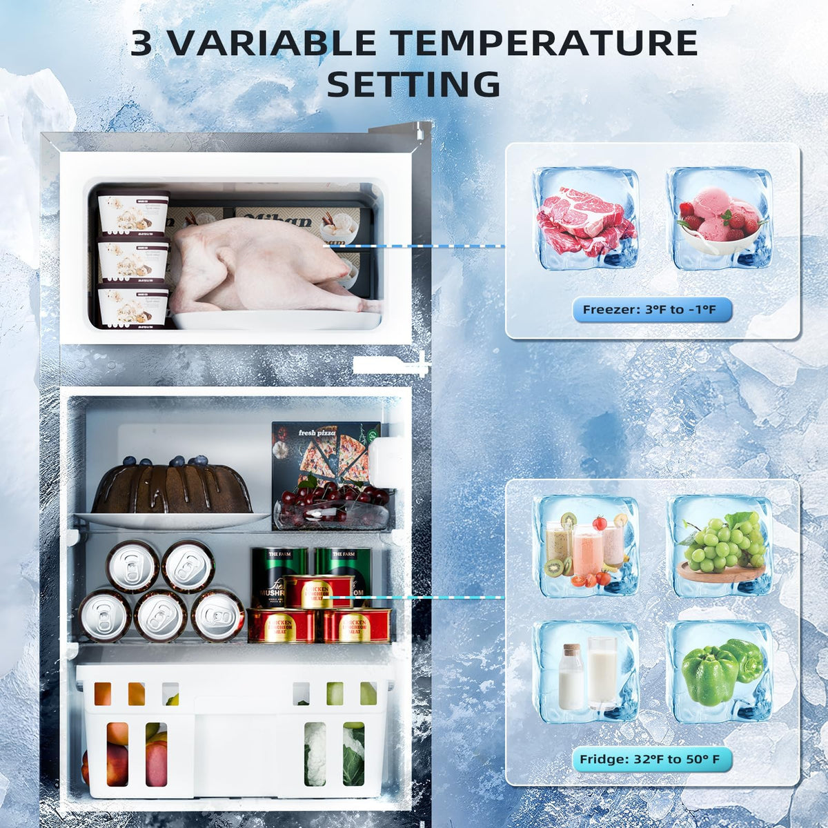 Kismile 1.1 Cu.ft Upright Mini Freezer for Dorms Apartment, Stainless Steel