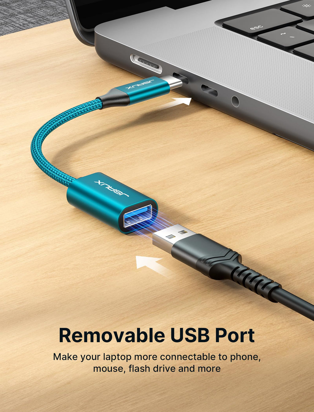 JSAUX USB C to USB 3.0 Adapter [2 Pack], USB C Male to USB Female OTG Cable Adapter Compatible with MacBook Pro/Air, iPhone 18 Pro Max/iPhone Duo‌/Air/17/16/15 Series, Samsung Galaxy S26/S25/S24-Red
