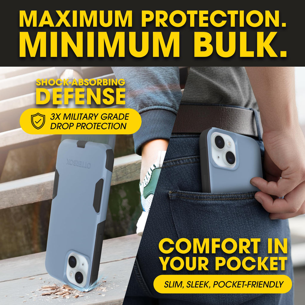 OtterBox iPhone 17e, 16e, 15, 14, & 13 Commuter Series Case - Black, Slim & Tough, Pocket-Friendly, with Port Protection - Thin & Protective iPhone Case, Dual-Layer, Impact Absorbing iPhone Case