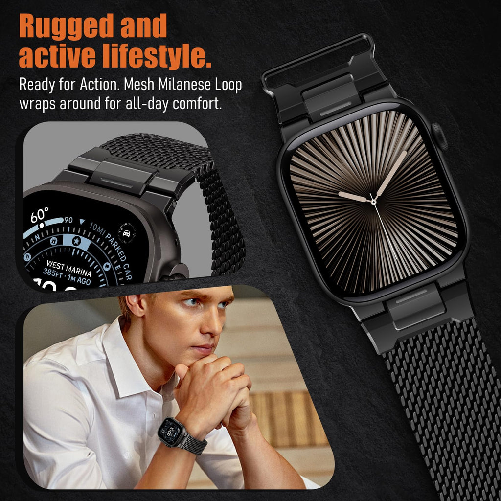 BXUXOHS Milanese Loop for Apple Watch Ultra 4/3/2 Band 49mm 44/45/46mm Men