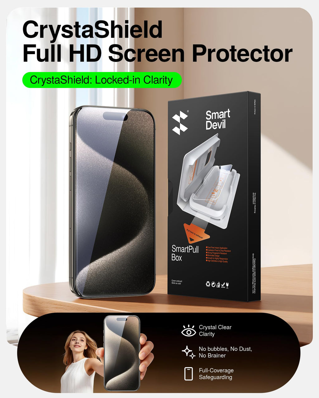 SMARTDEVIL 2 Pack Privacy Screen Protector for iPhone 17 Pro Max, Anti-Spy