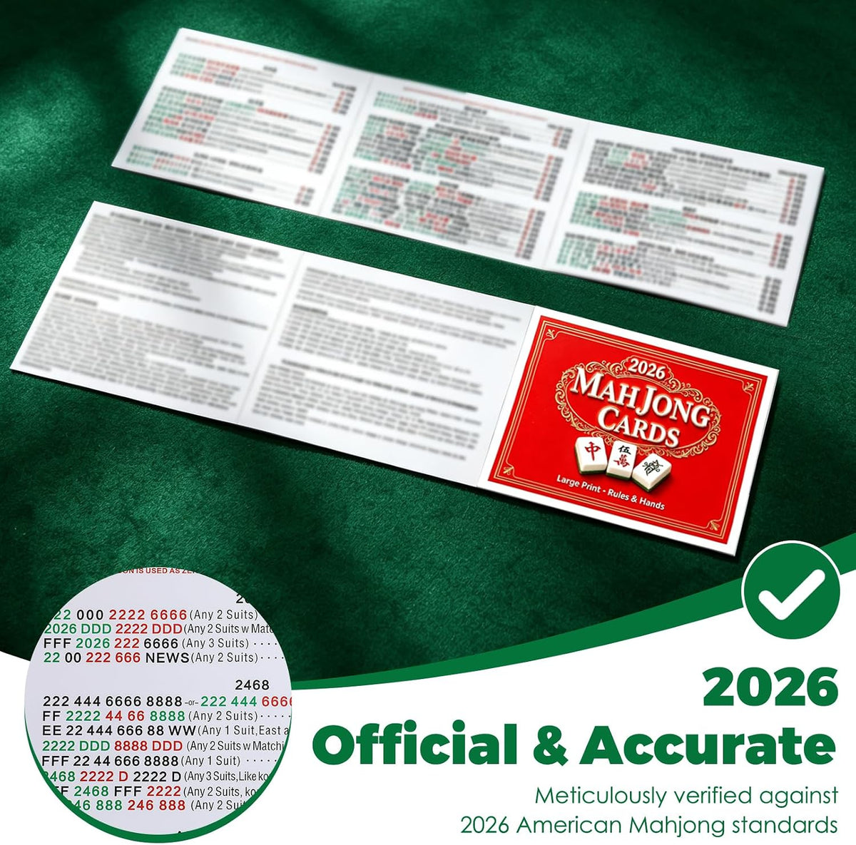 2026 Mah Jong Card, Large Print for American Rules - 4Pcs