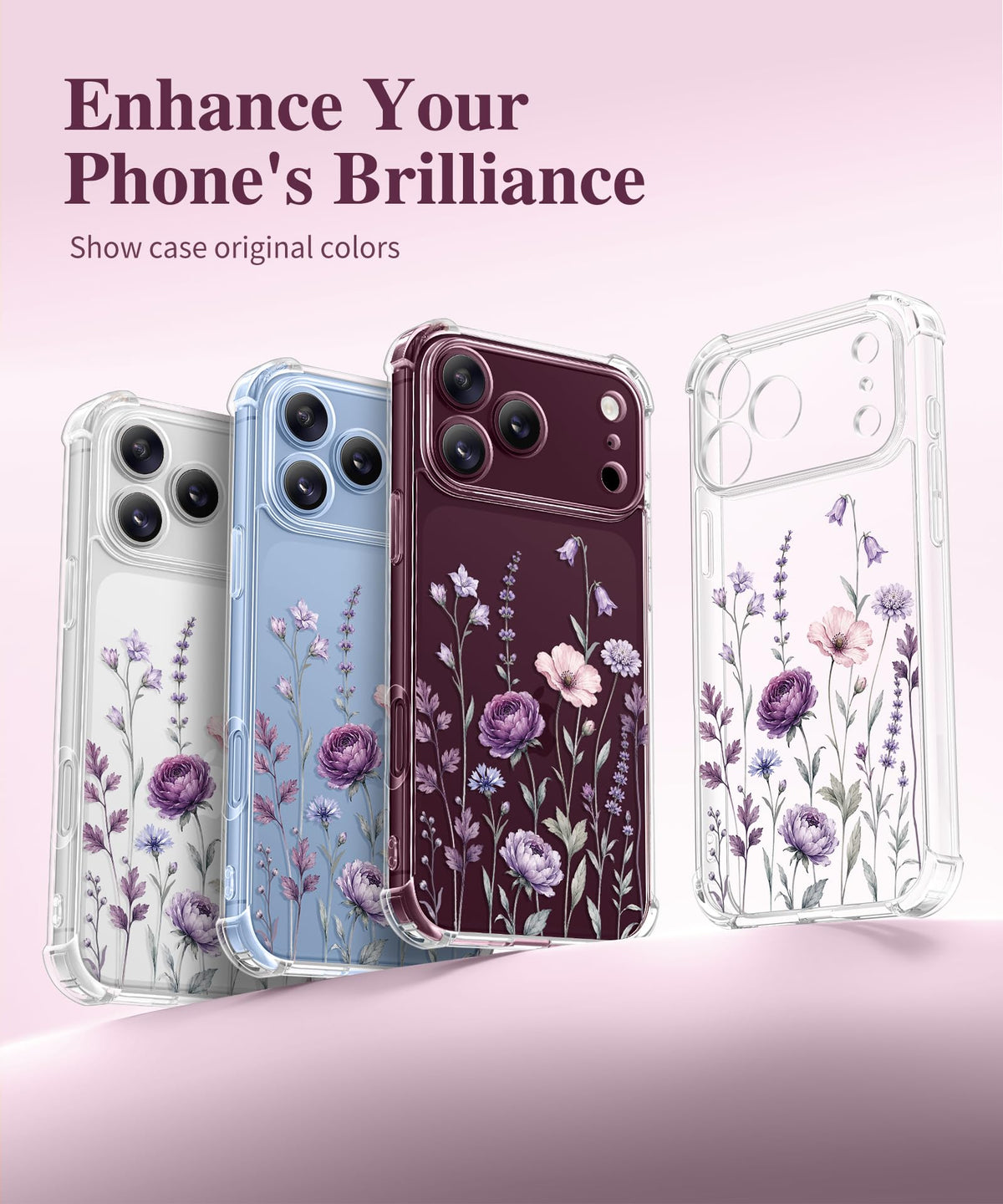 GVIEWIN for iPhone 18 Pro Max Case/17 Pro Max Case Floral Clear Slim Women