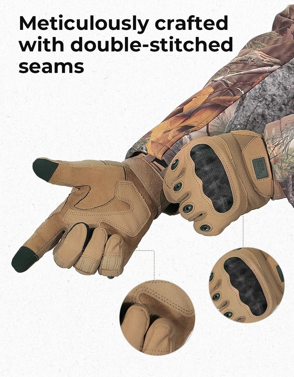 KEMIMOTO Tactical Gloves for Men, Touchscreen Motorcycle Gloves with Hard Shell & Palm Padding for Sports Motorcycle Cycling Tactical Airsoft Paintball Hunting Hiking