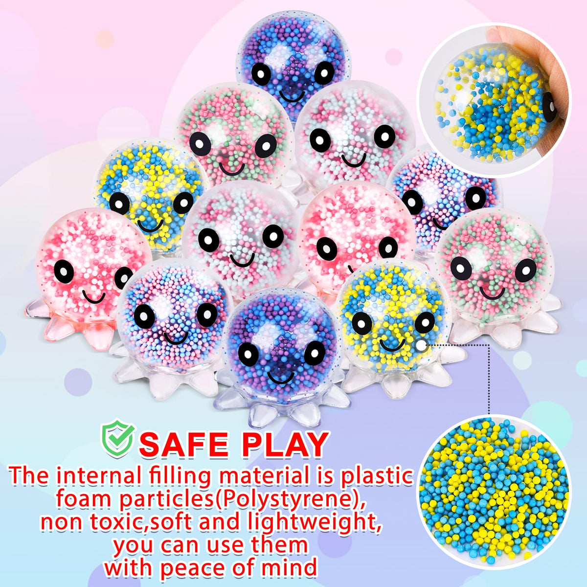 VESPRO 12Pack Fidget Toys Squishy ，Cute Bear Squeeze Ball