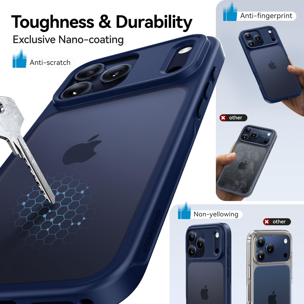 CASEKOO for iPhone 16 Smooth Crystal Clear Case, Patented Anti-Yellow