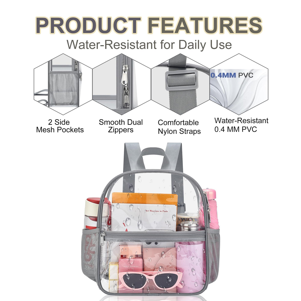 Oraben Clear Backpack for Stadium Events Sports Fan Backpack Stadium Bag
