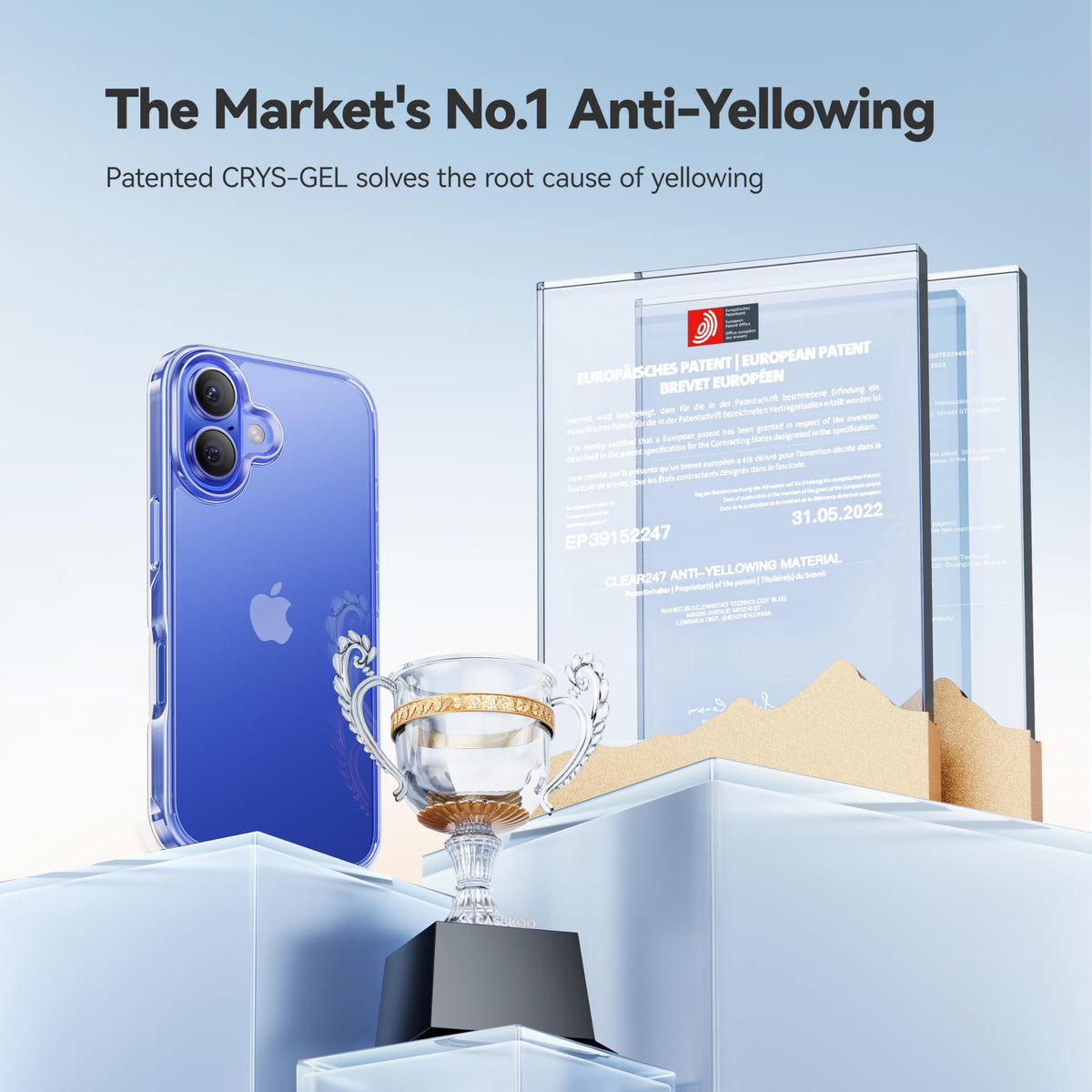 CASEKOO for iPhone 16 Smooth Crystal Clear Case, Patented Anti-Yellow