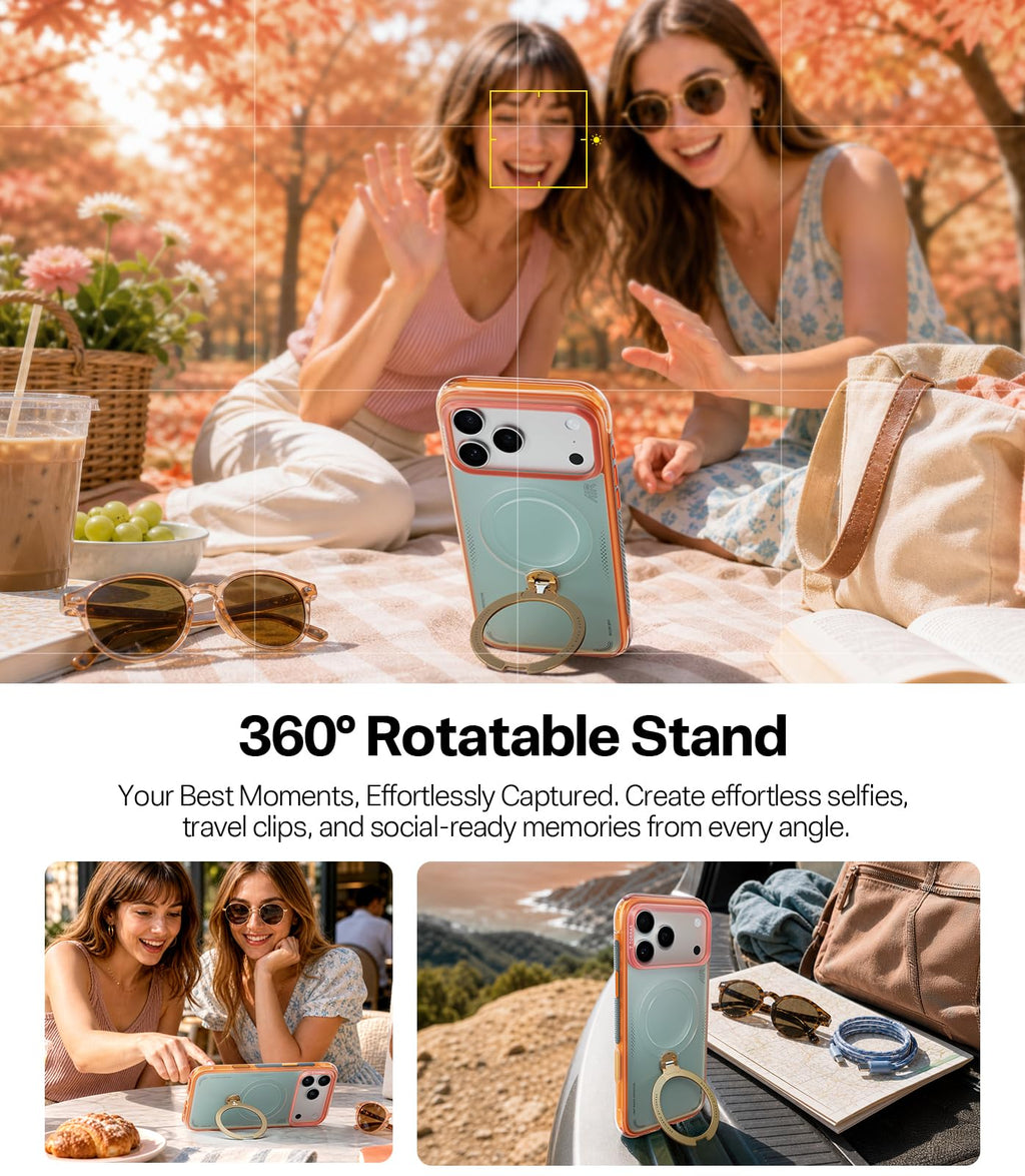 TORRAS Ostand Q3 Air for iPhone 15 Pro Max Case with Stand, Shockproof